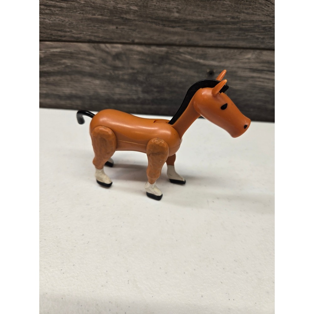 Vintage‎ Playmobil Brown Horse Figure Black Mane White Socks Articulated Toy